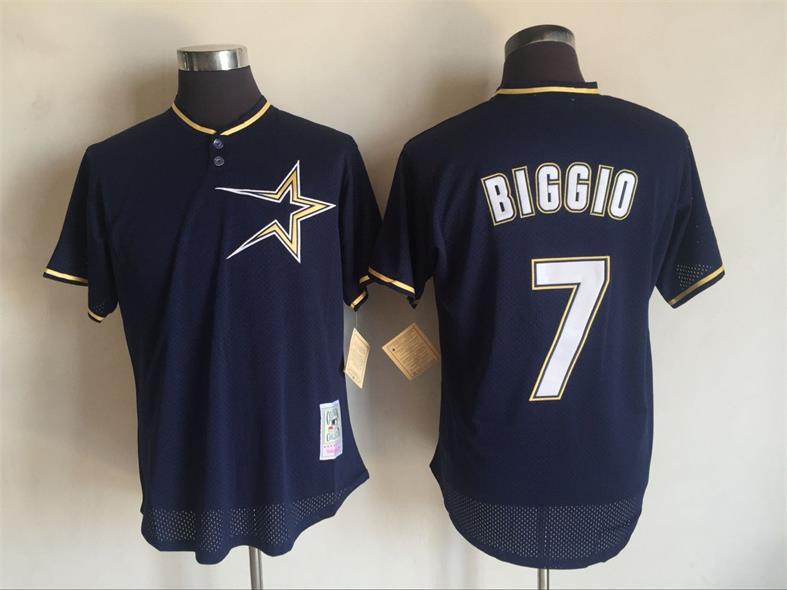 2017 MLB Houston Astros #7 Craig Biggio Blue Throwback Jerseys